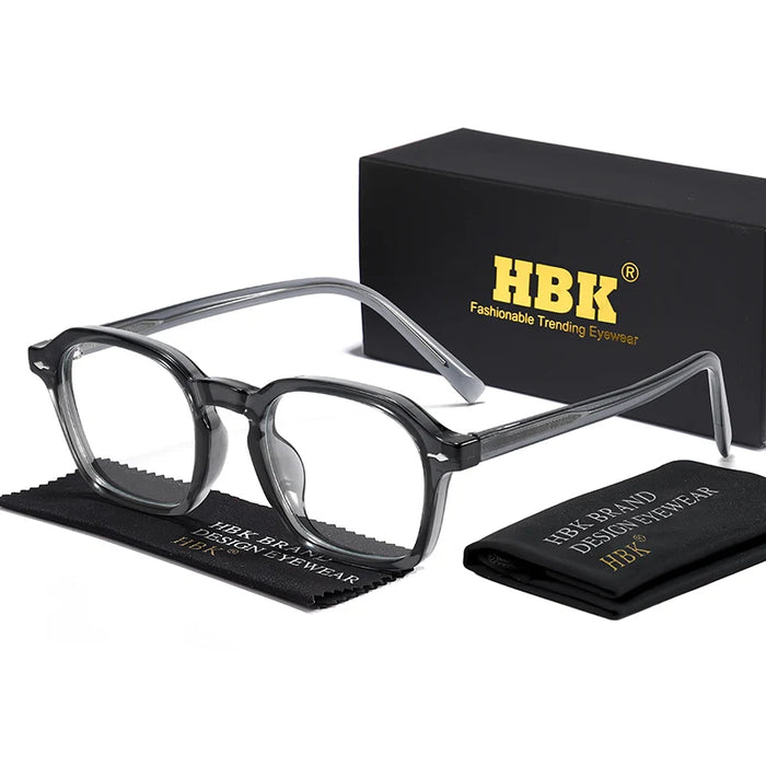 HBK Square Men's Optical Eyeglass Frame Retro High Quality Brand Eyewear Women's Anti Blue Light Decoration Glasses