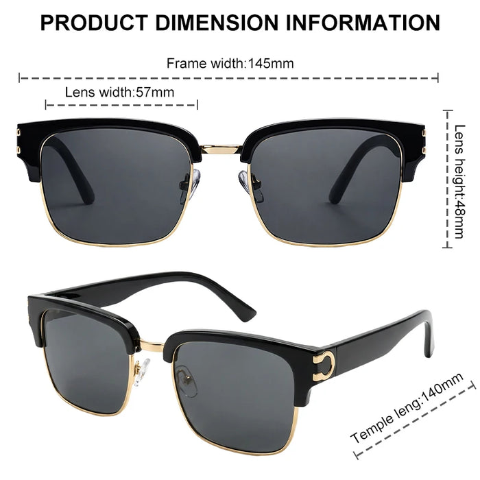 Gafas de sol fotocromáticas cuadradas vintage para hombre, de lujo, de diseñador, montura negra dorada, gafas de sol retro para conducir, Oculos De Sol 2026