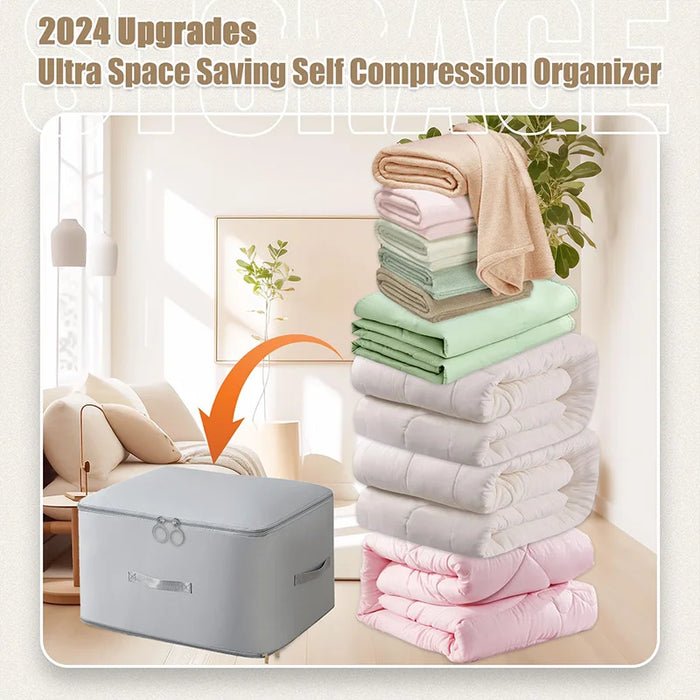 1 Organisateur Auto-Compressant Ultra Compact Gain de Place, Sacs de Rangement Sous Vide Améliorés pour Couette et Vêtements