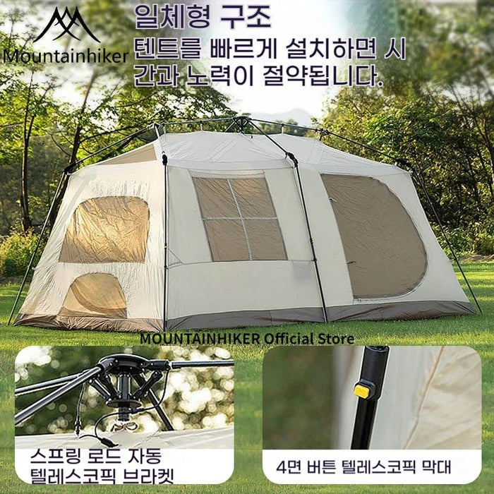 MOUNTAINHIKER One-button Tent Living Shell Shelter Ridge Tent Two Bedrooms and One Living Room Automatic Beach Outdoor Large