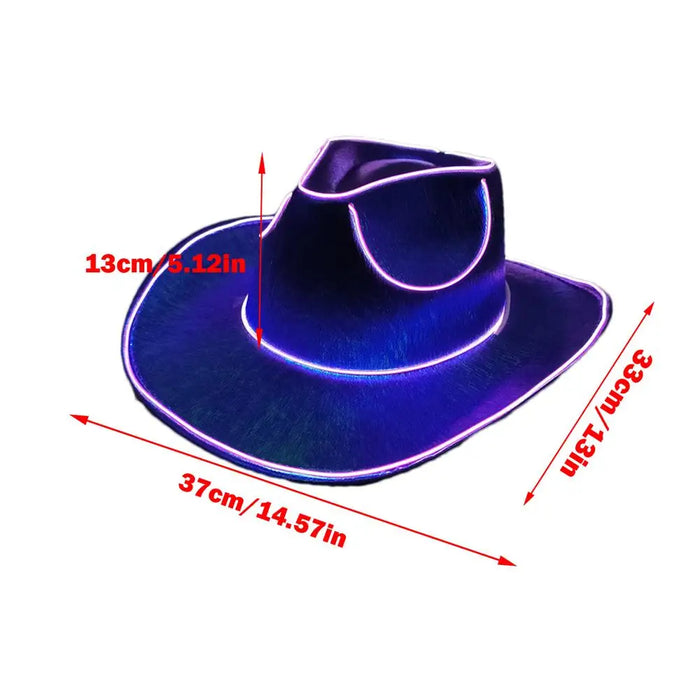 Chapeaux lumineux pour adultes, coiffes de fête, chapeau de cowboy lumineux LED, chapeau de cowboy lumineux à piles, chapeau de cowboy scintillant.