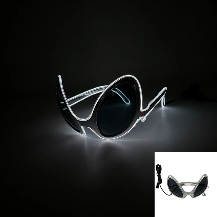 Lunettes lumineuses pour artistes de boîte de nuit Lunettes LED Fête Danse Rave Noël 6V LED Lunettes de soldat futuristes Lumières néon