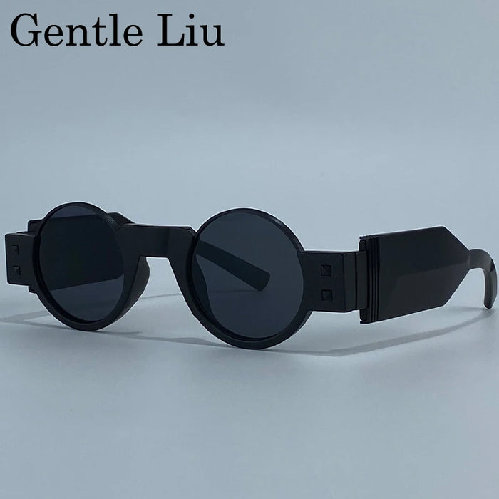 Lunettes de soleil rondes Steampunk gothiques à petite monture pour hommes 2026, marque de luxe Y2K, lunettes de soleil punk pour hommes, monture épaisse rétro