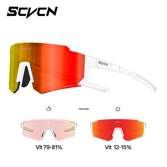 SCVCN New Photochromic Night Riding Glasses Outdoor Sport UV400 Travel Camping Sunglasses Men Women MTB Bike Cycling Glasses