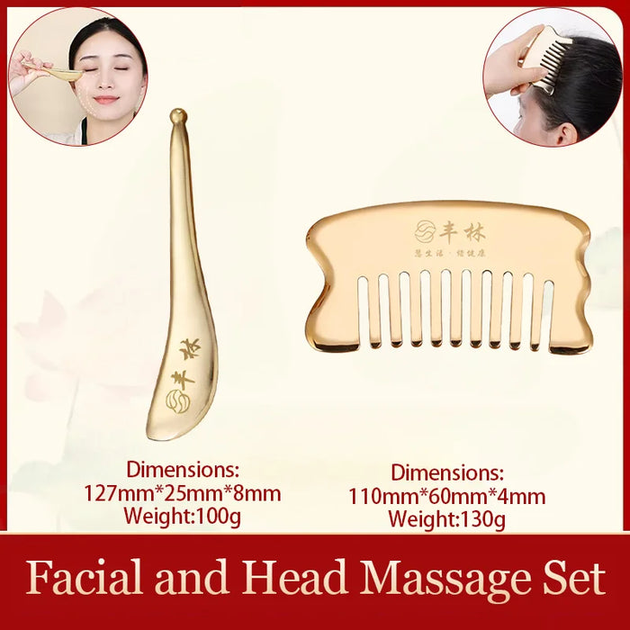 Copper guasha plate pure brass household scalp universal massage comb Mammary Scraping comb body massage tool