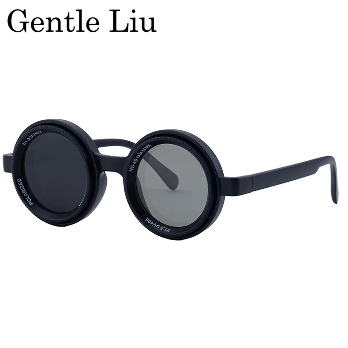 Polarized ND9 Adjustable Dimming Sunglasses Men 2026 Trendy Punk Round Sun Glasses UV400 Outdoor Shades Fishing Filter Eyewear