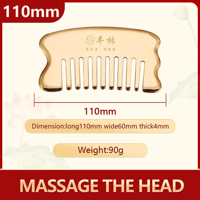 Copper guasha plate pure brass household scalp universal massage comb Mammary Scraping comb body massage tool