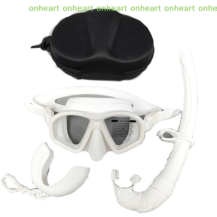 [C]Foldable Snorkel J-type Diving Mask With Camera Mount Tempered Glass Freediving Mask Snorkeling Set
