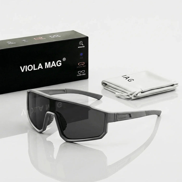 VIOLA MAG Gafas de Ciclismo a la Moda, Unisex, Montura Grande, Patillas de Goma Antideslizantes Adecuadas para Correr, Pescar, Senderismo y