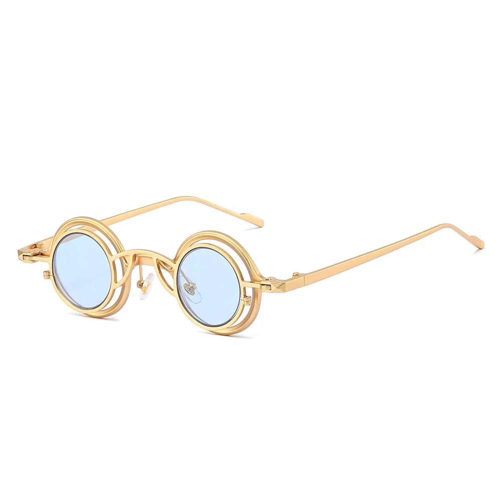 Nouvelles lunettes de soleil rondes rétro deux en un en titane pur pour femme, style Y2K, personnalité steampunk, haute qualité, pour homme, Gafas De Sol UV400