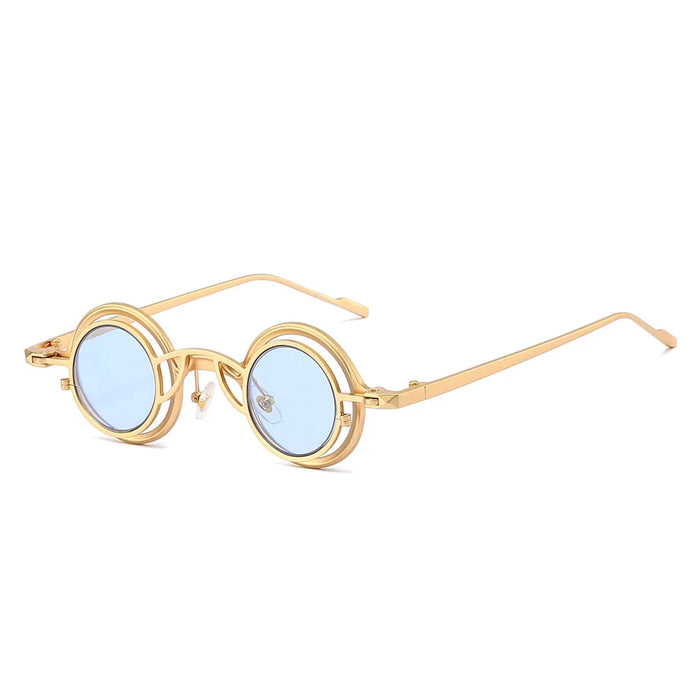 Nouvelles lunettes de soleil rondes rétro deux en un en titane pur pour femme, style Y2K, personnalité steampunk, haute qualité, pour homme, Gafas De Sol UV400