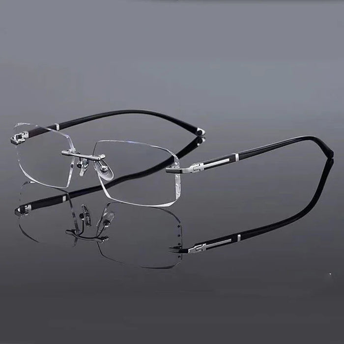 Lunettes de lecture élégantes sans monture anti-lumière bleue pour hommes, nouvelles lunettes de lecture professionnelles au design innovant