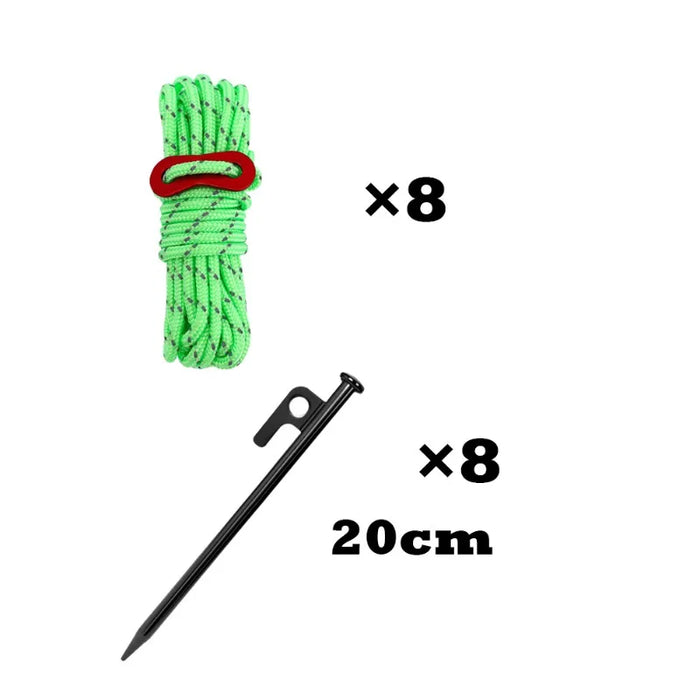 Estacas de Tienda de Campaña de Calidad S45C, Clavijas de Tierra de Acero, Cuerda Utilitaria de Paracord de Núcleo de Nylon para Camping, Jardín, Senderismo