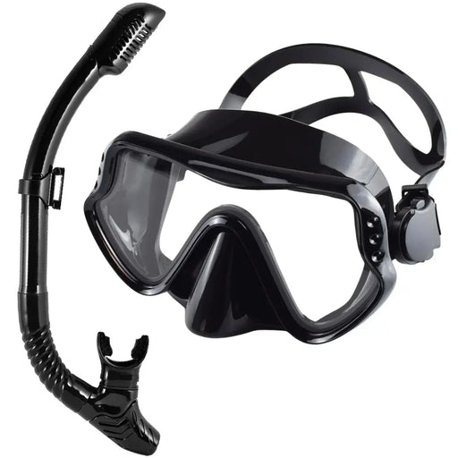 Set de esnórquel seco con máscara de buceo para adultos de vidrio templado, equipo profesional de esnórquel panorámico, kit de esnórquel para entrenamiento de natación