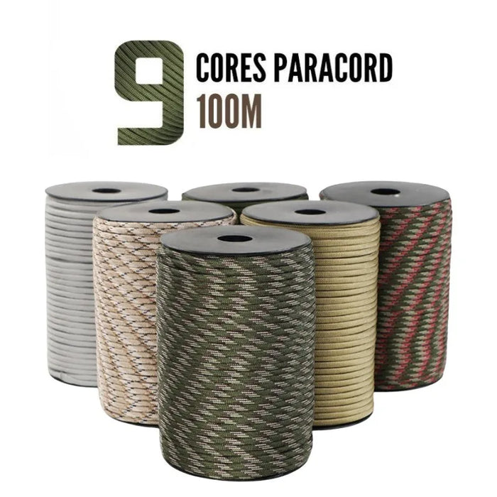 100M/50M 550 Military Standard 9-Core Paracord Rope 4mm Outdoor Parachute Cord Survival Umbrella Tent Lanyard Strap