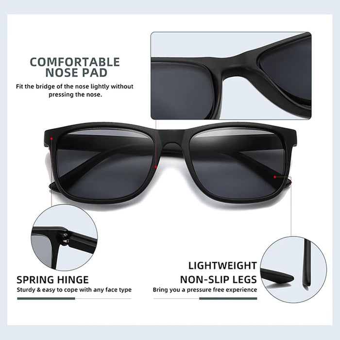 Gafas de sol de lectura extragrandes Adecuadas para hombres y mujeres Montura cuadrada clásica Para uso en exteriores Con lentes graduadas.