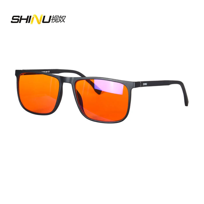 SHINU Red Sleeping Glasses Blue Light Blocking Good rest Computer Glasses For Men Blue Light Filter Orange Tinted Glasses