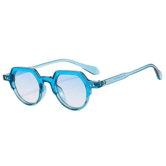 Fashion Small Irregular Square Sunglasses Women Retro Round Clear Ocean Lens Shades UV400 Men Rivets Punk Sun Glasses