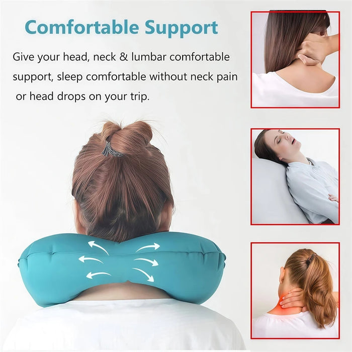 Press On Inflatable Pillow to Relax Neck Travel U-shaped Pillow Foldable and Portable With Leak Proof Device Ordinary U-shaped