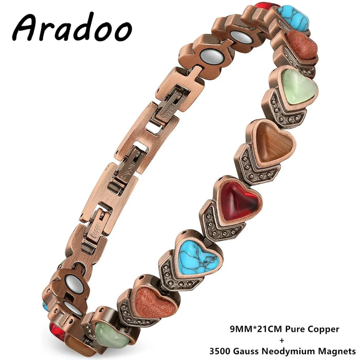 ARADOOPure Copper Bracelet for Women 99.99% Magnetic Therapy Jewelry, Vintage Style Gift for Her