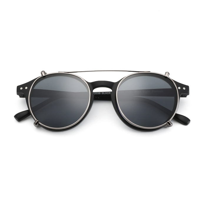 ZENOTTIC-Steampunk Style Clip On Sunglasses for Men Women Anti Blue Light Glasses+Polarized Clip Fashion/Retro Computer Eyewear