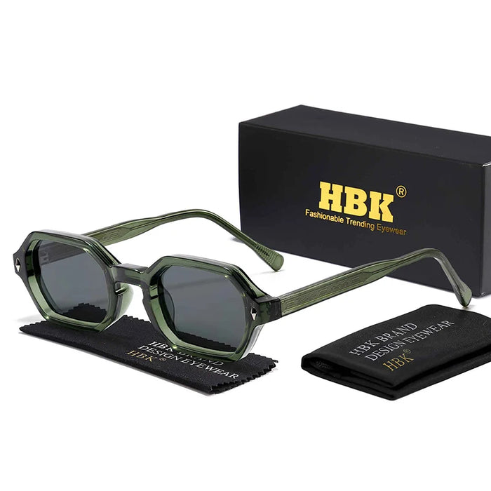 HBK New Fashion Polygon Men Sunglasses Small Frame Cupronickel Core Insert Leg Sun Glasses Outdoor Party Vacation Travel