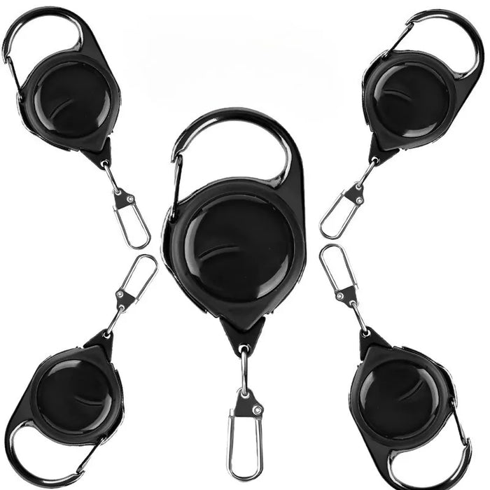 Mousqueton rétractable robuste avec enrouleur à câble en acier, boucle, porte-clés à ressort pour activités de plein air, accessoire de sport, outil.