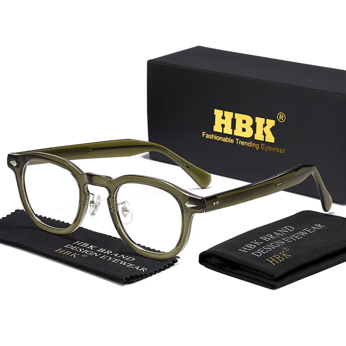 HBK Retro Men's Eyeglass Frames Luxury Anti BlueLight Lenses TR-90 Frame Glasses Women's Reading Computer Eyewear