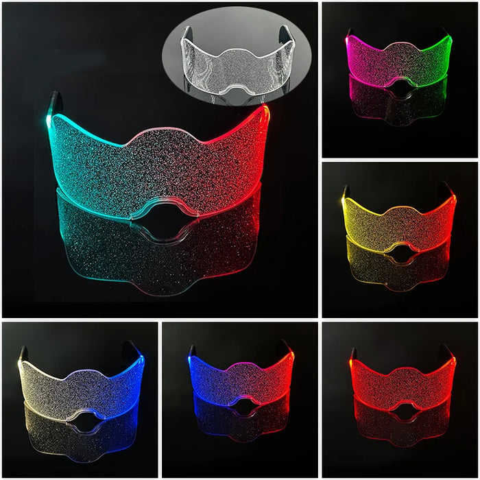 Cyberpunk LED Light Up Glasses Futuristic Luminous Unisex Eyewear Cool Glowing Glasses For Cosplay Bar Rave Club Halloween Party