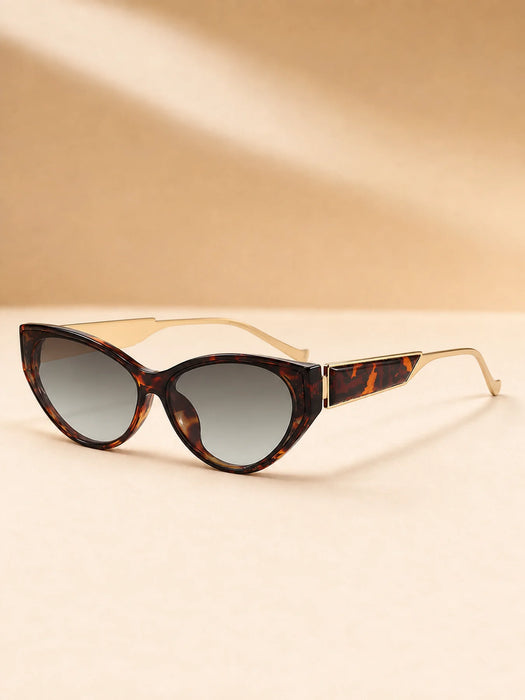 Light Luxury Narrow Frame Cat Eye Sunglasses With Contrasting Marble Texture Frame For Girls' Travel Street Photography Glasses