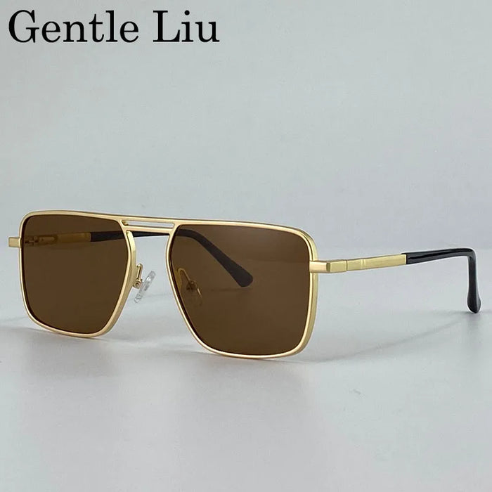 Gafas de sol punk cuadradas de gran tamaño para hombre 2026, marca de lujo, retro, doble puente, gafas de sol para hombre, estilo Steampunk, para conducir, protección UV400