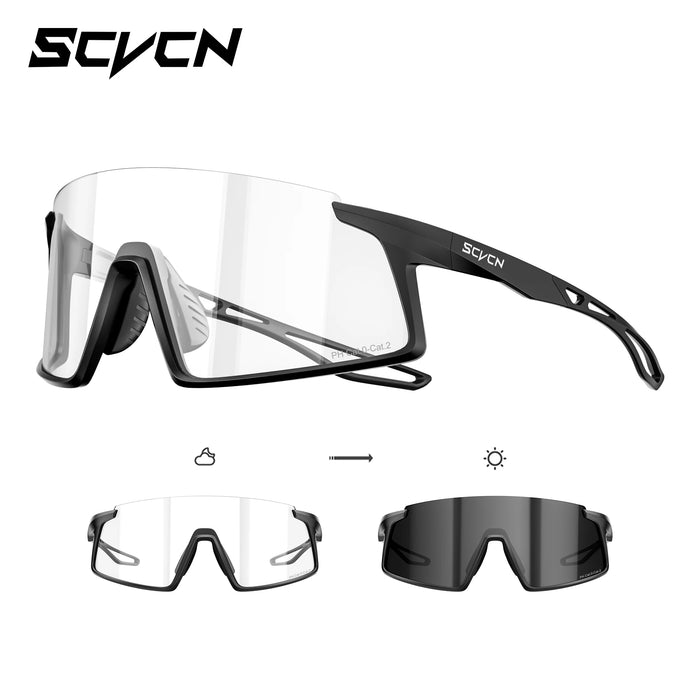 SCVCN Men Women Outdoor Sports Photochromic Running Casual Goggles MTB Bike Glasses UV400 Hiking Eyewear Cycling Sunglasses