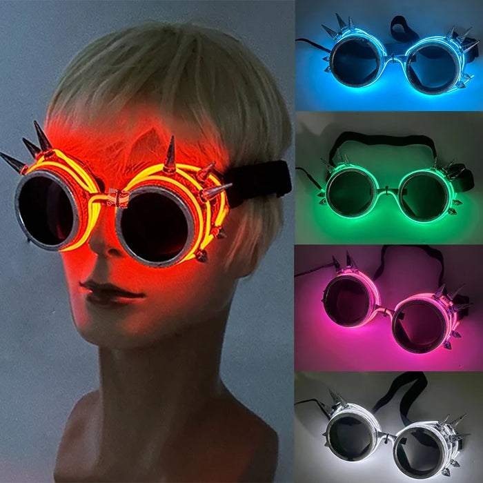 Nuevas gafas estilo Cyberpunk geniales, decoración de fiesta luminosa, gafas de sol LED que brillan, para fiestas en bares, raves y bailes