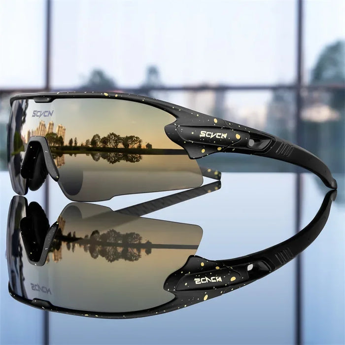 SCVCN Mountain Bicycle Glasses Sports Men's Sunglasses Photochromic Cycling Goggles MTB Road Running UV400 Protection Eyewear