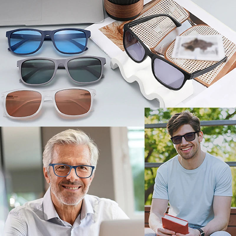 Gafas de sol de lectura extragrandes Adecuadas para hombres y mujeres Montura cuadrada clásica Para uso en exteriores Con lentes graduadas.