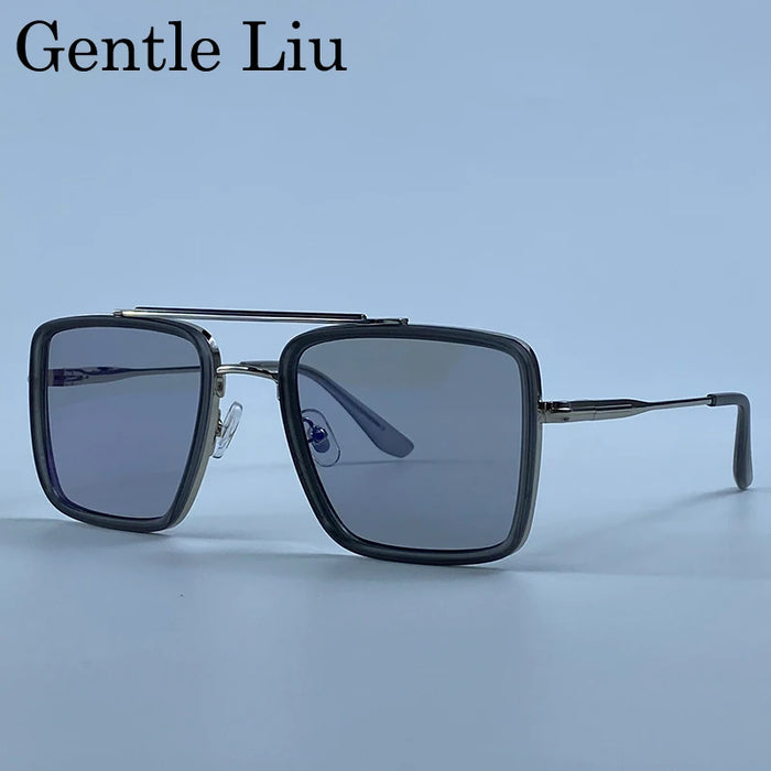 Oversized Steampunk Square Metal Sunglasses Men 2026 Luxury Designer Vintage Double Bridge Sun Glasses Retro Driving Eyewear
