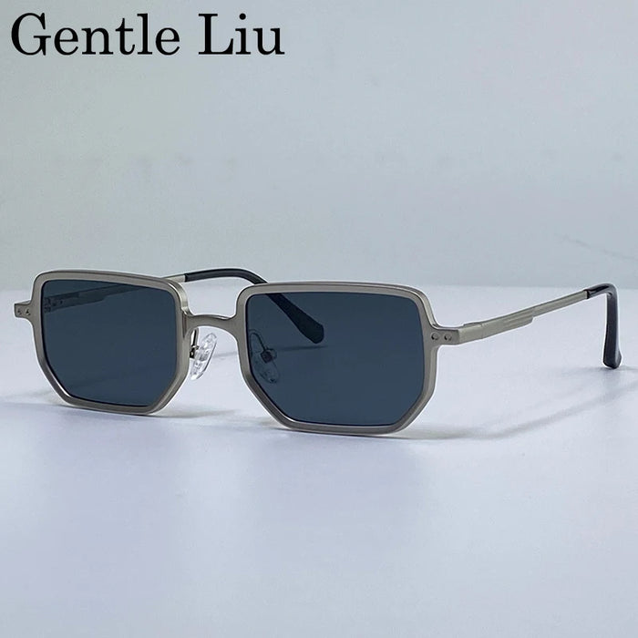 Gafas de sol rectangulares steampunk de montura pequeña clásica para hombre 2026 de marca de lujo, retro, estilo punk, para conducir, protección UV400