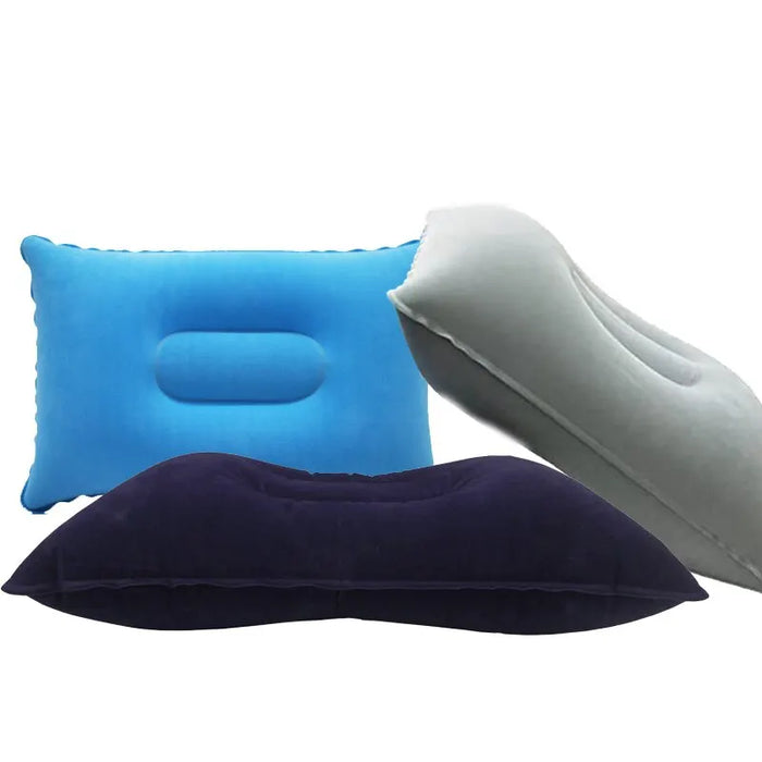 Almohada de aire inflable plegable portátil para viajes al aire libre, dormir, acampar, PVC, soporte para cuello, respaldo de avión, almohada cómoda