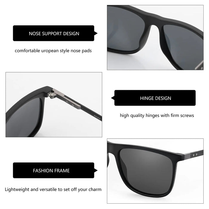 ZENOTTIC Lunettes de Soleil Carrées Polarisées pour Homme Ultralégères en Fibre de Carbone Lunettes de Soleil pour Conduite Pêche Golf Sports Protection UV400