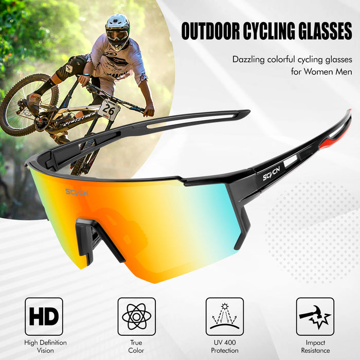 SCVCN Fashion Outdoor Cycling Sunglasses Men MTB Bike Glasses Sports Hiking Mountain Women Bicycle Cycling UV400 Goggles