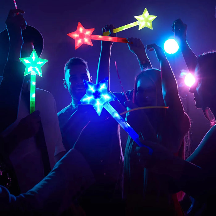 1pc LED Étoile à cinq branches Clignotante Lumineuse Baguette Lumineuse Colorée Fluo Princesse Cadeau Fête Anniversaire Fournitures