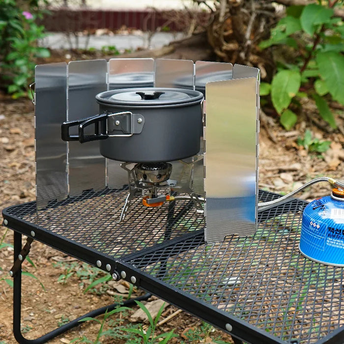8/9/10 Platos Estufa de Gas Parabrisas Exterior Camping Picnic Cocina Quemador Pantalla Cortavientos Aleación de Aluminio Pantalla Cortavientos