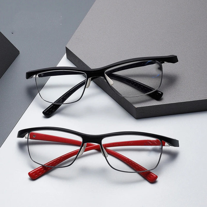 Lunettes de presbytie élégantes à demi-monture sourcilière, anti-lumière bleue, en résine haute définition TR90, pour hommes et femmes sportifs
