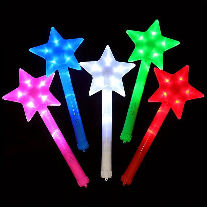 1pc LED Étoile à cinq branches Clignotante Lumineuse Baguette Lumineuse Colorée Fluo Princesse Cadeau Fête Anniversaire Fournitures