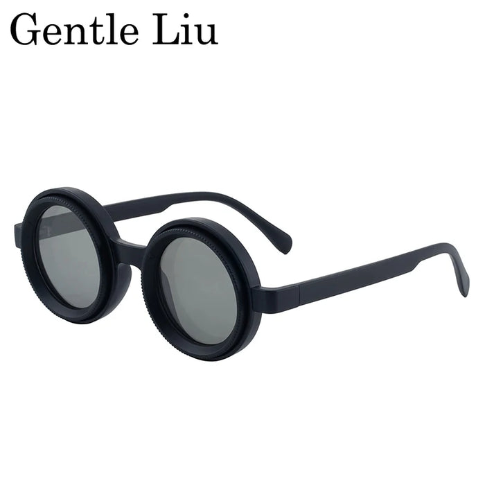 ND9 Gafas de sol polarizadas redondas con atenuación ajustable para hombre 2026, de marca de lujo, estilo punk, para pesca, gafas de sol para exteriores, protección UV400