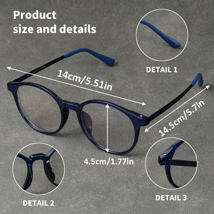 Gafas de lectura multifocales progresivas para hombre y mujer, diseño redondo, aleación de titanio, marca de lujo, lentes transparentes, uso cómodo