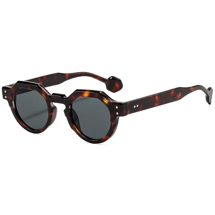Lunettes de soleil rétro carrées irrégulières pour femmes, petite taille, UV400, verres ronds pour hommes, rivets punk