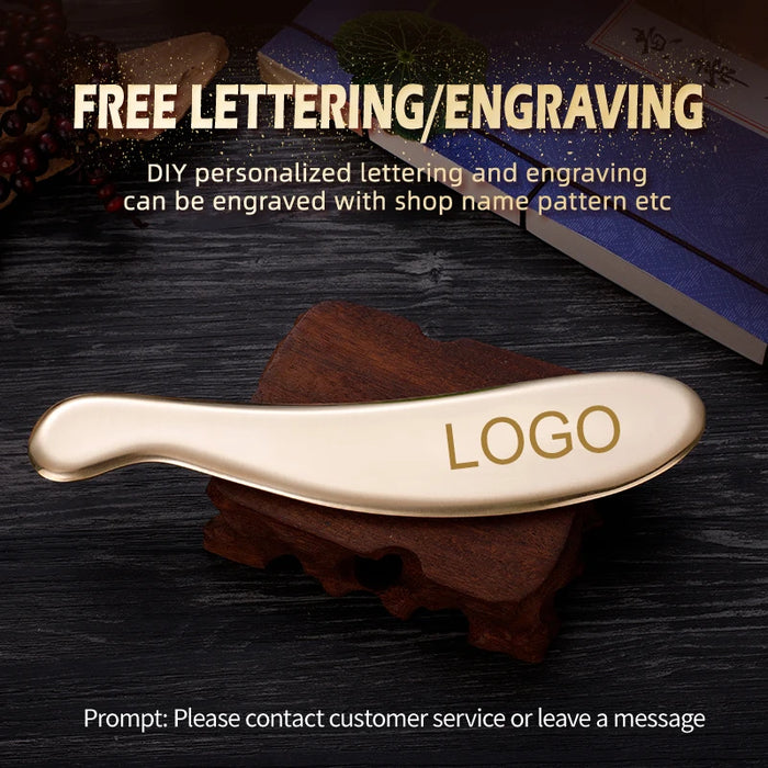 Brass Hufu bian guasha board whole body massage tool back neck meridians dedicated pure copper metal scraping massager