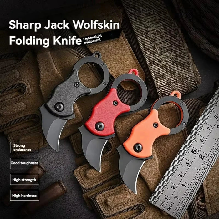 1 unidad NUEVO Mini Cuchillo Llavero Acero Inoxidable Camping Pequeño Cuchillo Mini Portátil Pelador Hoja Fija Multiherramienta EDC con Ca
