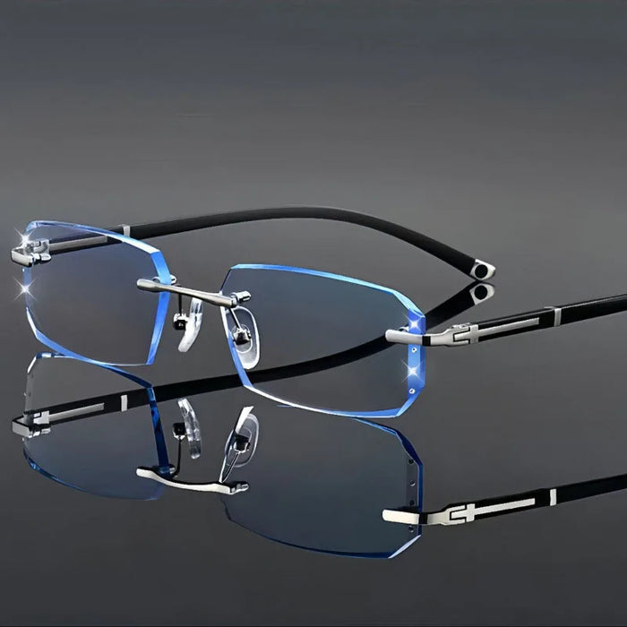 Lunettes de lecture élégantes sans monture anti-lumière bleue pour hommes, nouvelles lunettes de lecture professionnelles au design innovant